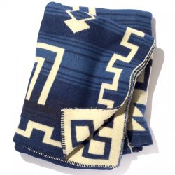 画像2: BasShu Wool Blanket Jacquard BLUE