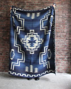 画像5: BasShu Wool Blanket Jacquard BLUE