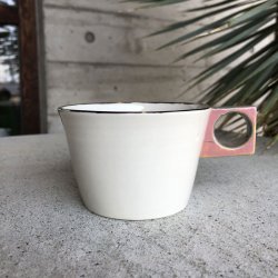 画像1: huge ceramics Mug ホワイトマーブルGLD