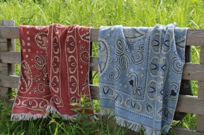 画像1: BasShu Cotton Pile Blanket  Bandana RED M